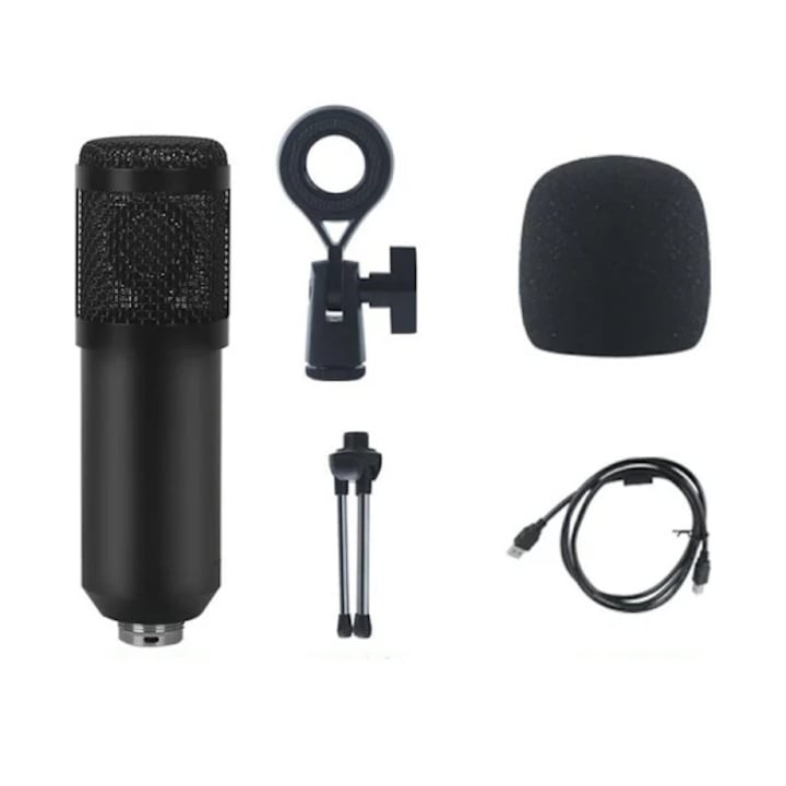 Masina de karaoke Y8, set cu 2 microfoane, difuzor Bluetooth, alb, 13x13.5x4.1cm