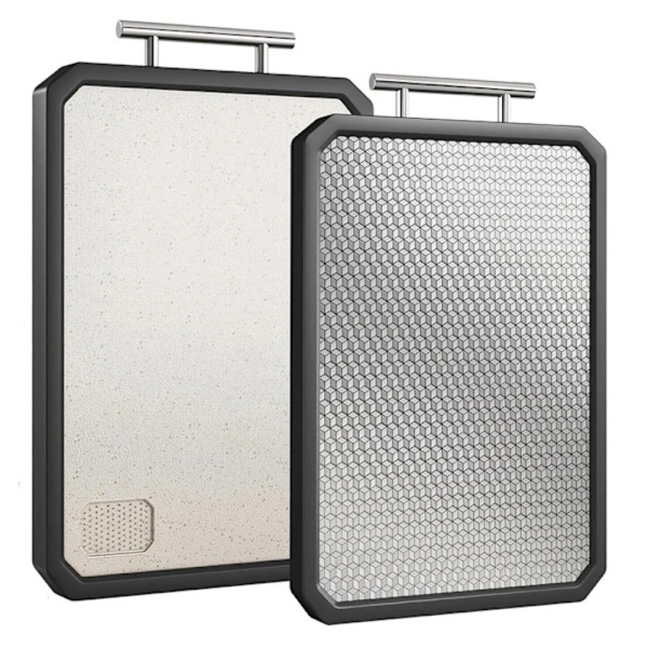 Tacatoare de bucatarie din otel inoxidabil, design dublu, argintie, 40.8x28.4cm