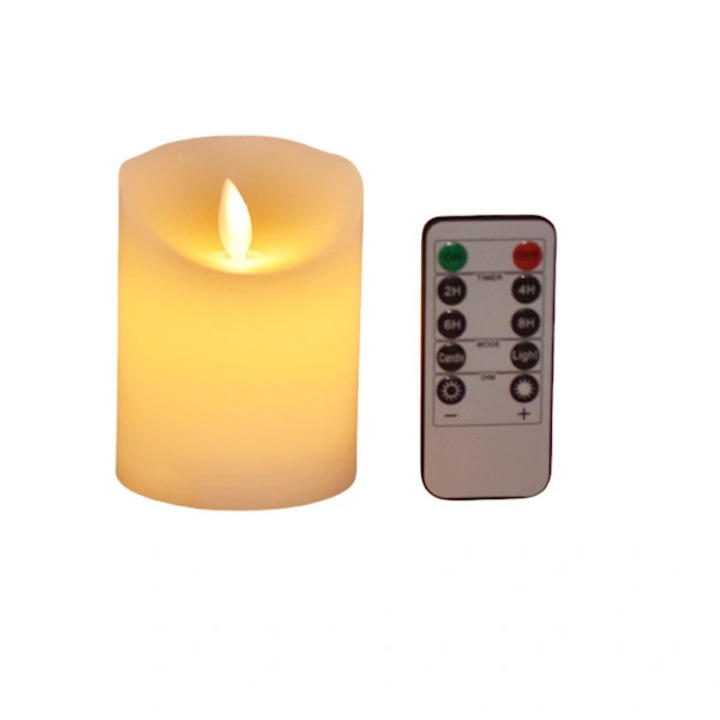 LED gyertya, villódzó láng effektus, fehér, távirányítóval, méretek S: 5.3x13x5.3 cm, M: 5.3x16x5.3 cm