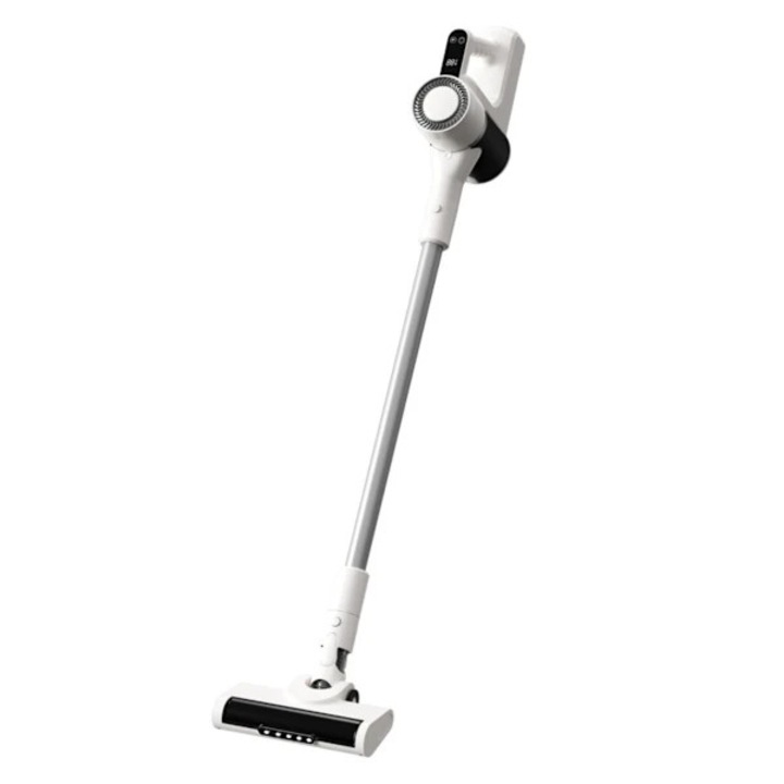 Aspirator fara fir pentru covoare, 4 in 1, putere de aspiratie ajustabila, alb, 130x27x20cm, compatibil cu diverse tipuri de pardoseli