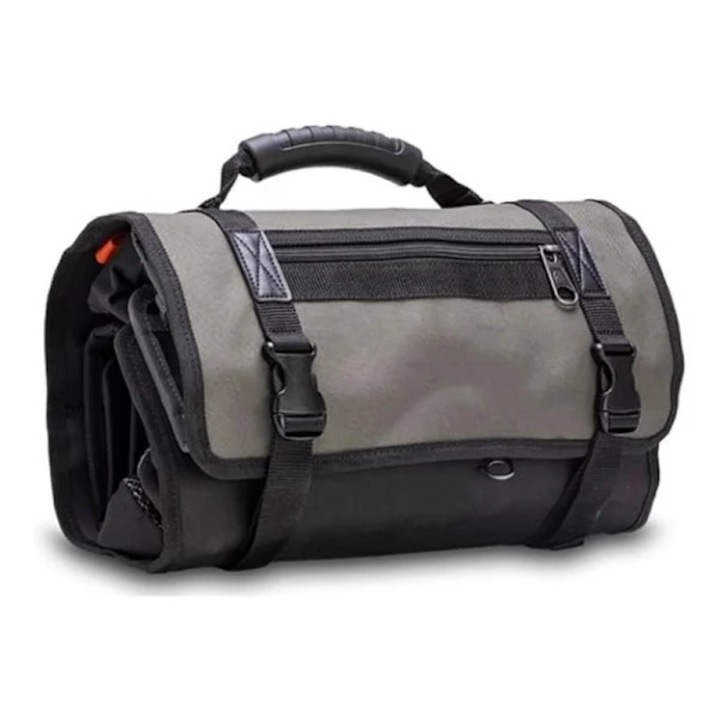Rucsac pentru unelte detasabil, capacitate mare, design semi-transparent, negru si gri, 23x36.8x18cm