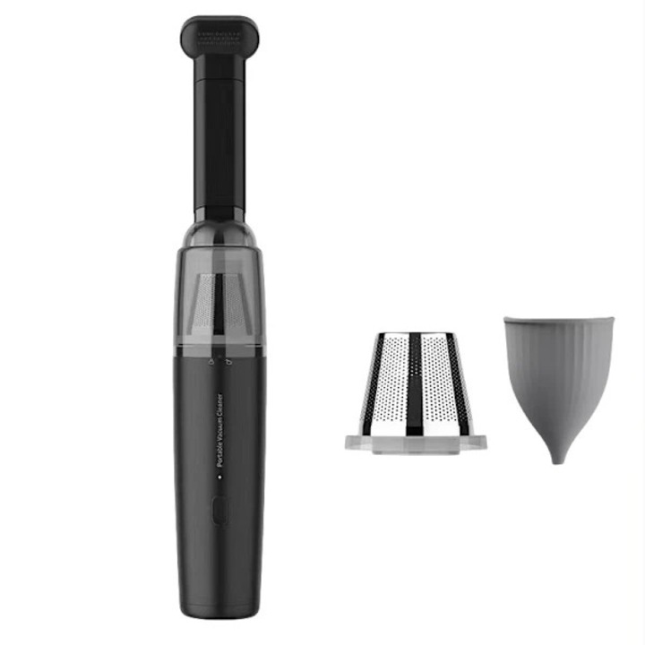 Aspirator mini portabil fara fir, 3500Pa, negru, 24.8x5.5x5cm, set cu duza de suflare