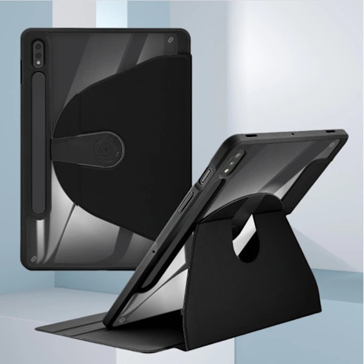 Husa tableta 360° rotativa, protectie completa, neagra, 22x13.5x1.8cm