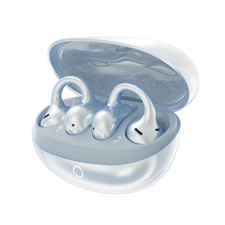 Casti wireless cu design clip-on, reducere zgomot ENC, Bluetooth 5.4, acumulator 400mAh, alb, 7.2x3.1x5.3cm