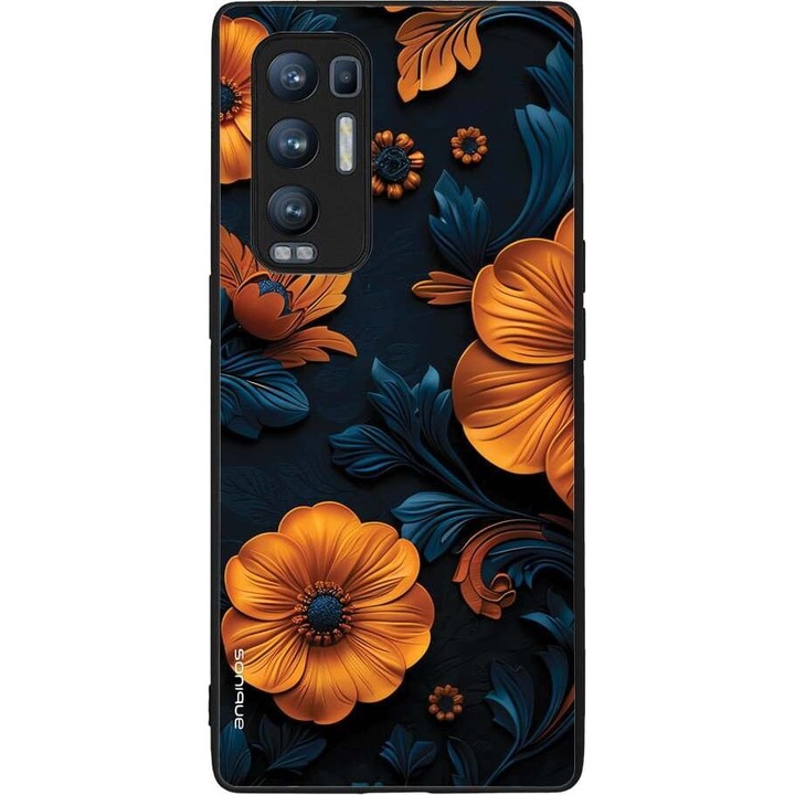 Husa telefon Sonique 3D Flower Series, portocalie, pentru Oppo Find X3 Neo 5G, silicon, design modern, protectie antisoc.