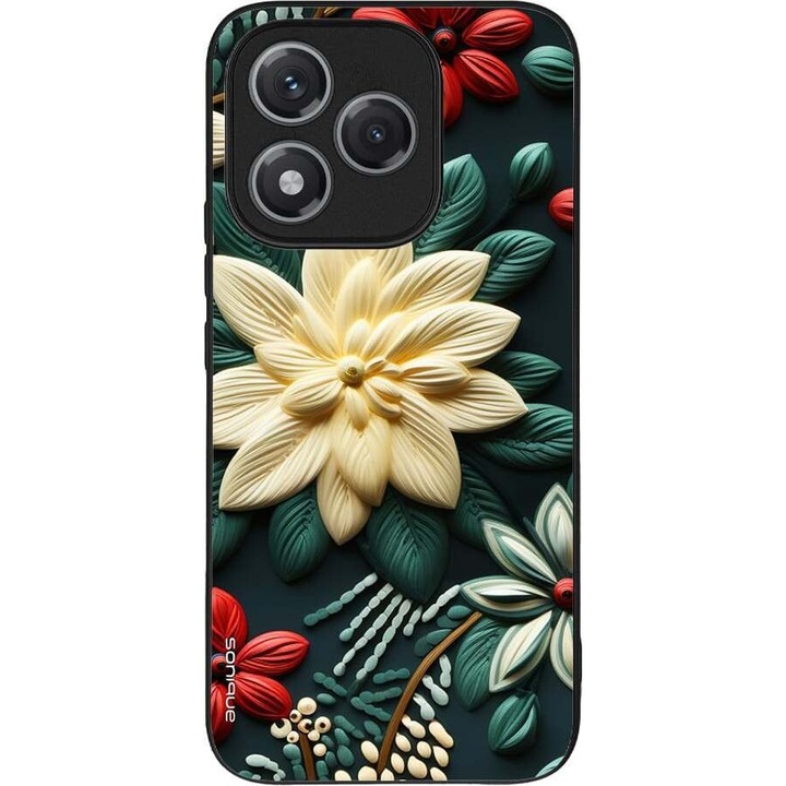 Husa telefon Sonique 3D Flower Series, verde, silicon, antisoc, pentru Honor 400 Lite 5G
