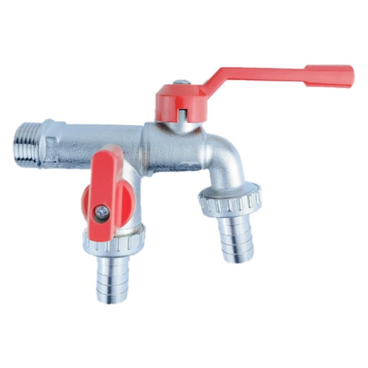 Baterie sanitara cu doua capete, rosie, 15x11x5cm, din alama, set complet