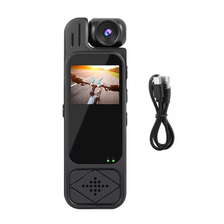 Autós DVR kamera, 1080p, infravörös éjjellátó, 180°-ban forgatható lencse, fekete