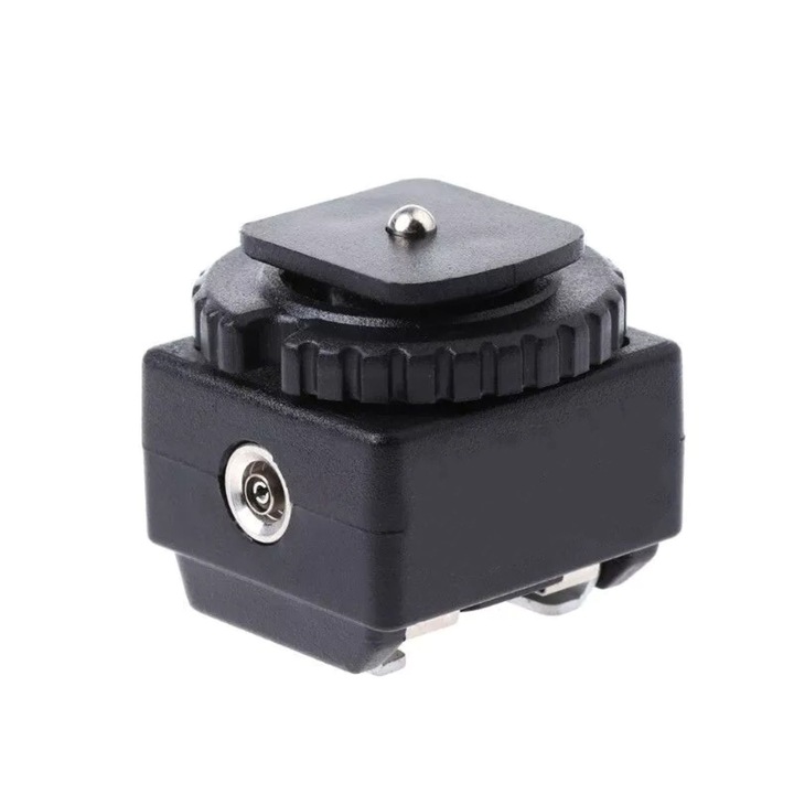 Adaptor Hot Shoe Converter Metal+Plastic pentru Blitz Canon si Nikon, 29x26x30mm, Negru