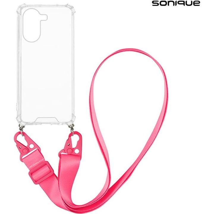 Husa telefon Sonique Armor Clear cu strap, antishock, pentru Xiaomi Poco X7 Pro 5G, transparenta