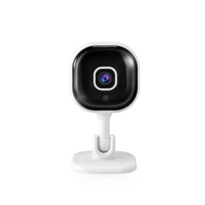 WiFi камера за наблюдение 1080P, бяла, размери 8.5x4.5x4.5cm, с нощно виждане и двупосочно аудио