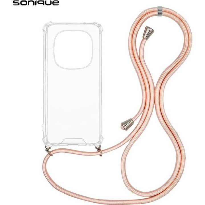 Husa telefon Sonique Armor Clear, antishock, roz satinat, pentru Xiaomi Redmi Note 14 Pro 4G