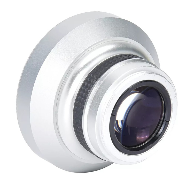 Obiectiv Super Fisheye 0.25X, 37mm, efect fisheye, argintiu