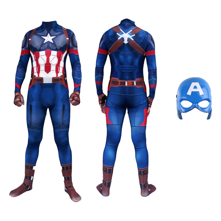 Costum de carnaval Captain America cu masca, 180cm