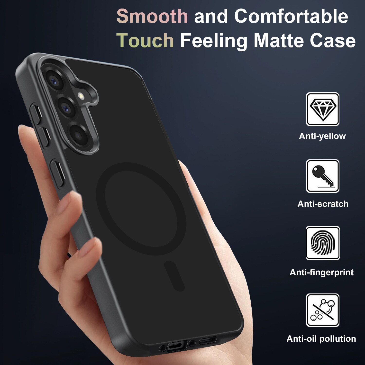 Husa telefon pentru Samsung Galaxy A56 5G, set cu 2 protectii din sticla securizata, TPU, MagSafe, neagra