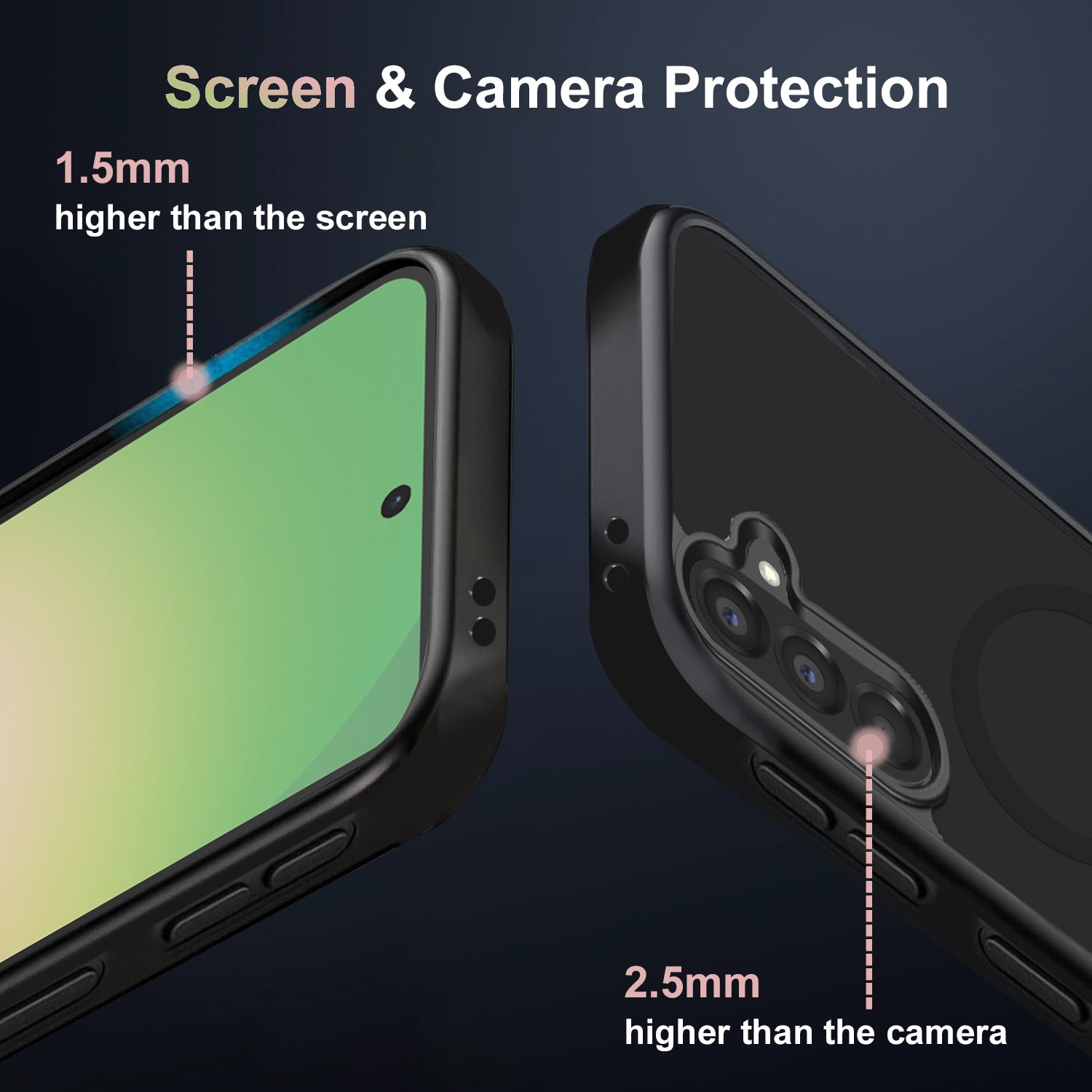 Husa telefon pentru Samsung Galaxy A56 5G, set cu 2 protectii din sticla securizata, TPU, MagSafe, neagra