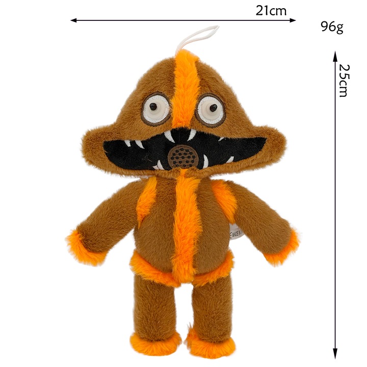 Jucarie de plus Poppy Playtime Poppy 5, monstru cu ochi proeminenti, culoare maro, set pentru masini de prins.