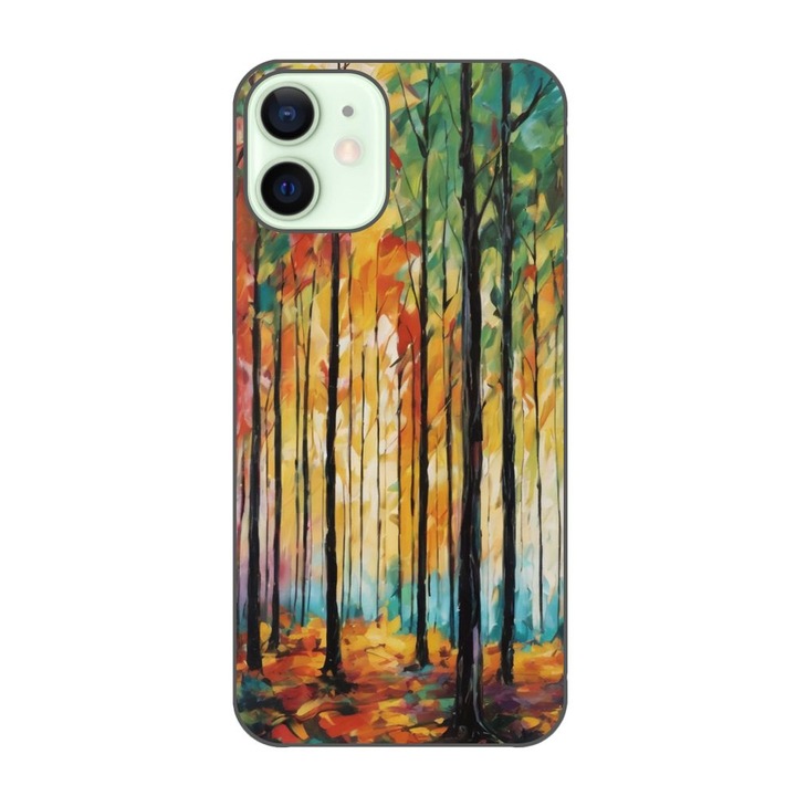 Husa compatibila cu Apple iPhone 12 Mini Silicon Gel Tpu Model Colored Forest Art