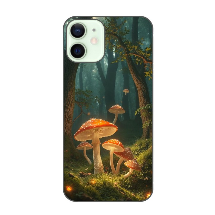 Husa compatibila cu Apple iPhone 12 Mini Silicon Gel Tpu Model Glowing Magical Mushrooms