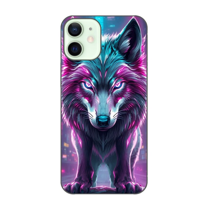 Husa compatibila cu Apple iPhone 12 Mini Silicon Gel Tpu Model Cyberpunk Wolf