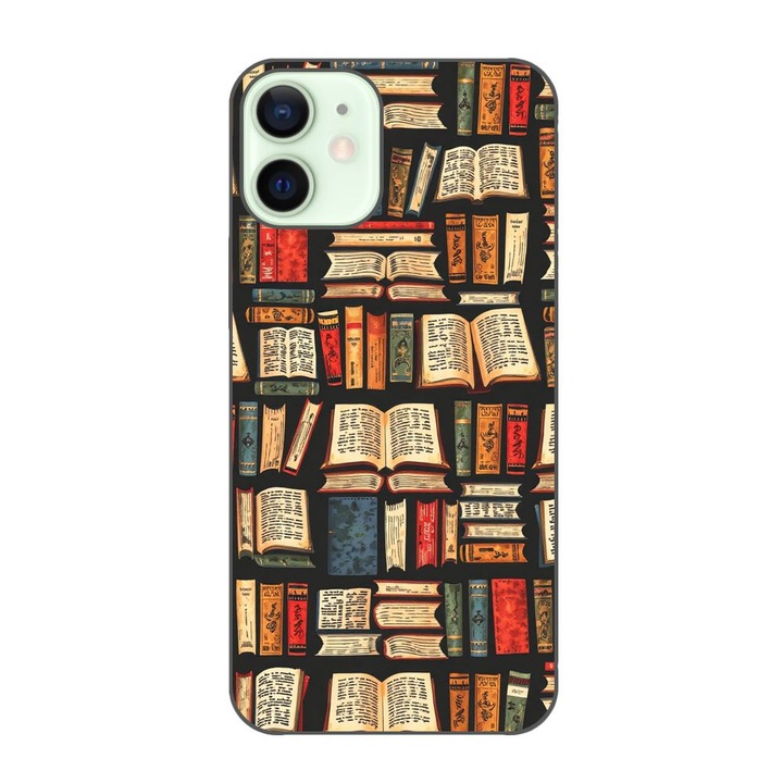 Husa compatibila cu Apple iPhone 12 Mini Silicon Gel Tpu Model Books Pattern