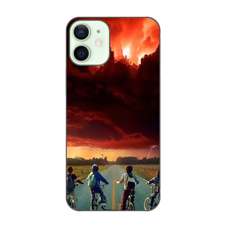 Husa compatibila cu Apple iPhone 12 Mini Silicon Gel Tpu Model Stranger Things Red Sky