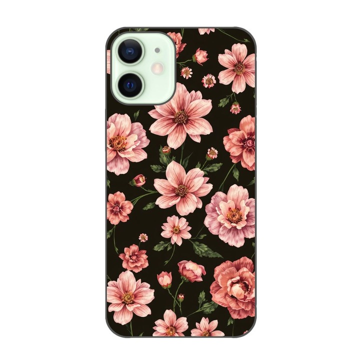 Husa compatibila cu Apple iPhone 12 Mini Silicon Gel Tpu Model Pink Spring Flowers