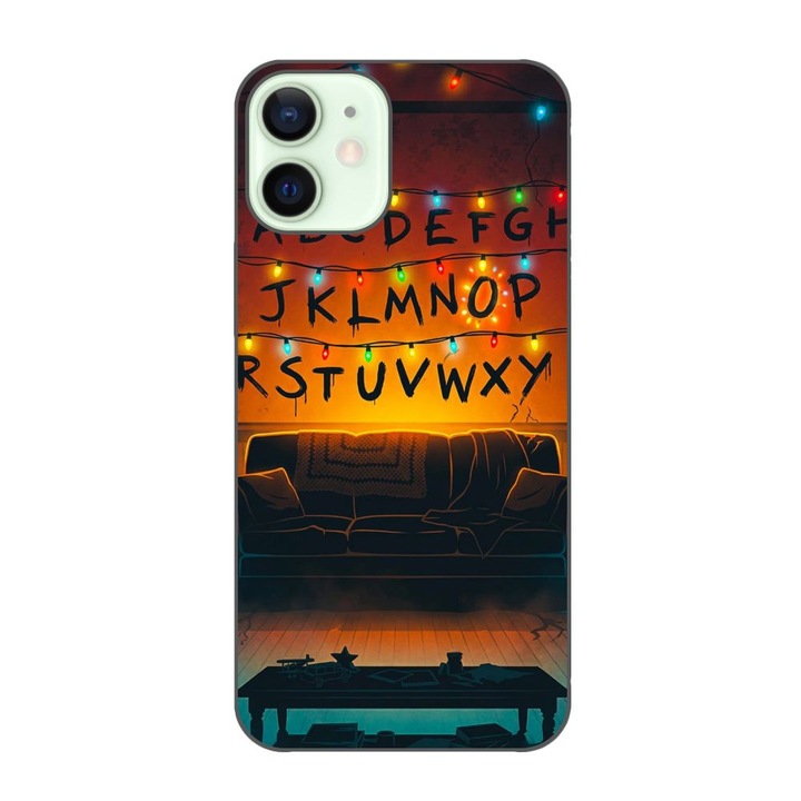 Husa compatibila cu Apple iPhone 12 Mini Silicon Gel Tpu Model Stranger Things Alphabet Fairy Lights