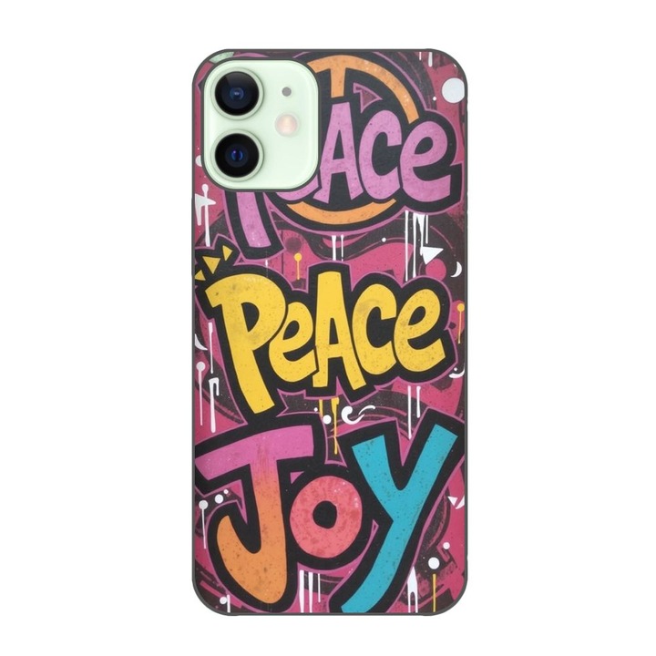 Husa compatibila cu Apple iPhone 12 Mini Silicon Gel Tpu Model Peace and Joy Graffiti