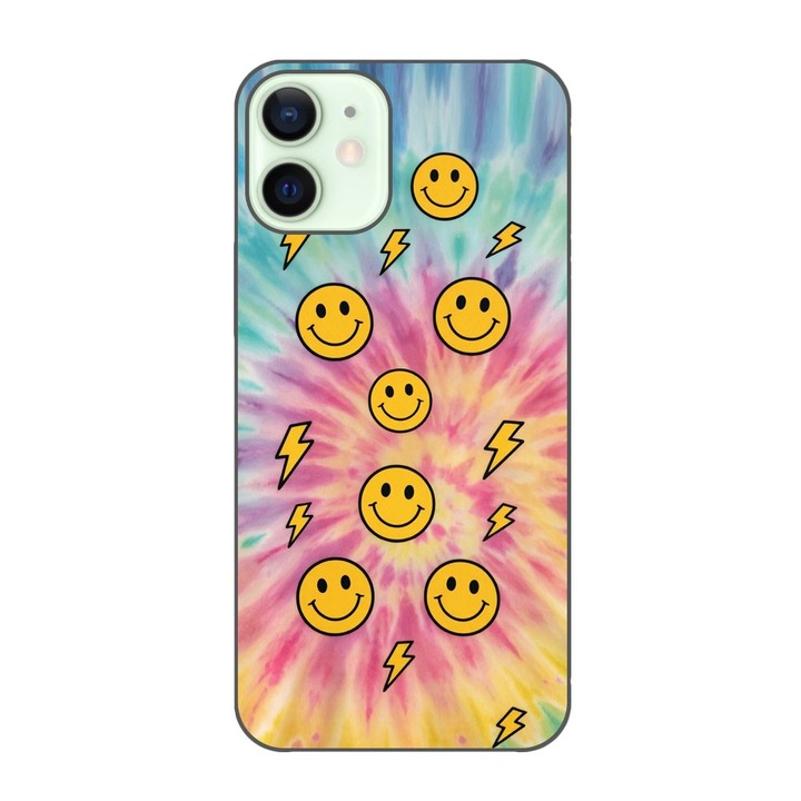 Husa compatibila cu Apple iPhone 12 Mini Silicon Gel Tpu Model Retro Smiley Faces