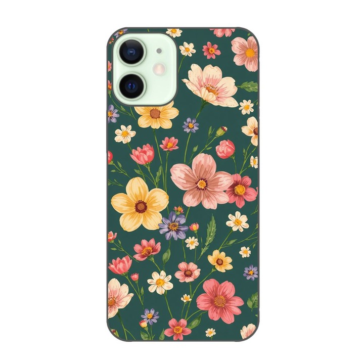 Husa compatibila cu Apple iPhone 12 Mini Silicon Gel Tpu Model Vintage Spring Flowers