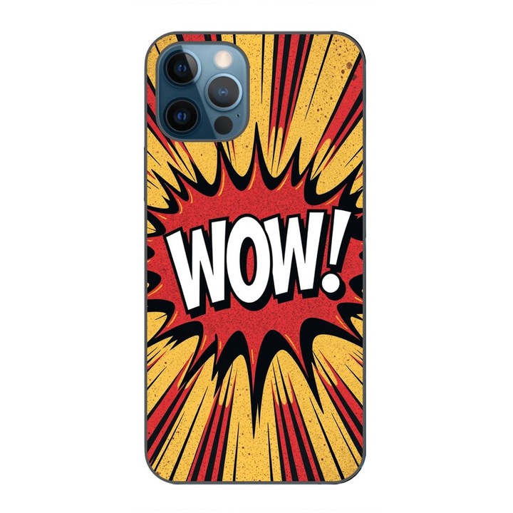 Husa compatibila cu Apple iPhone 12 Pro Max Silicon Gel Tpu Model Comic Book WOW Text