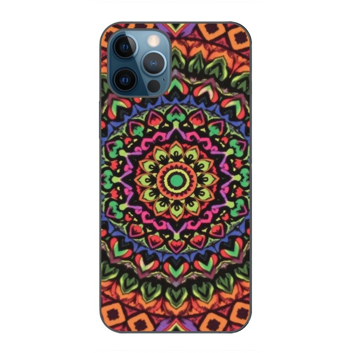 Husa compatibila cu Apple iPhone 12 Pro Max Silicon Gel Tpu Model Colorfull Mandala Orange Power