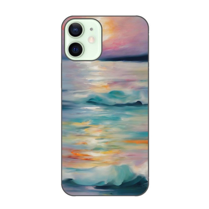 Husa compatibila cu Apple iPhone 12 Mini Silicon Gel Tpu Model Watercolor Sea View