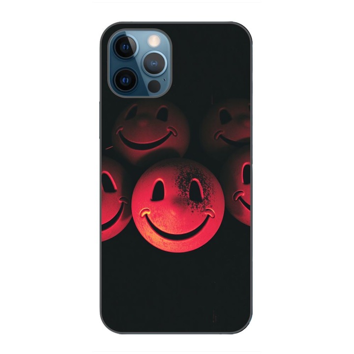Husa compatibila cu Apple iPhone 12 Pro Max Silicon Gel Tpu Model Grungy Smiley Faces