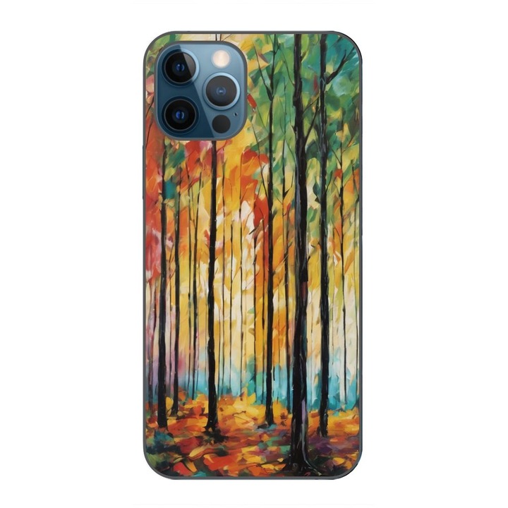 Husa compatibila cu Apple iPhone 12 Pro Max Silicon Gel Tpu Model Colored Forest Art