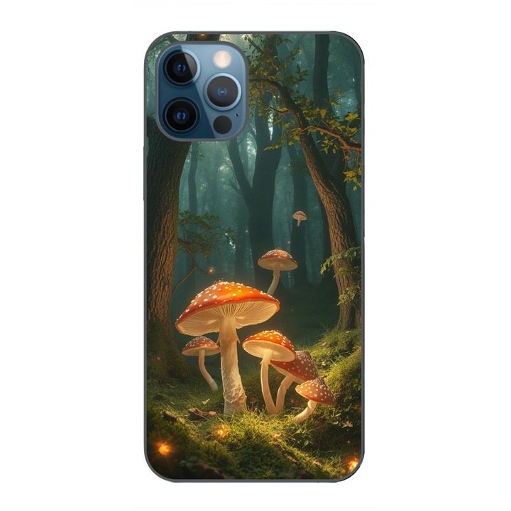 Husa compatibila cu Apple iPhone 12 Pro Max Silicon Gel Tpu Model Glowing Magical Mushrooms