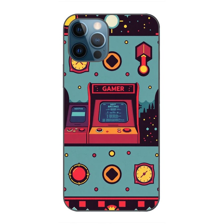Husa compatibila cu Apple iPhone 12 Pro Max Silicon Gel Tpu Model Gamer Arcade Room