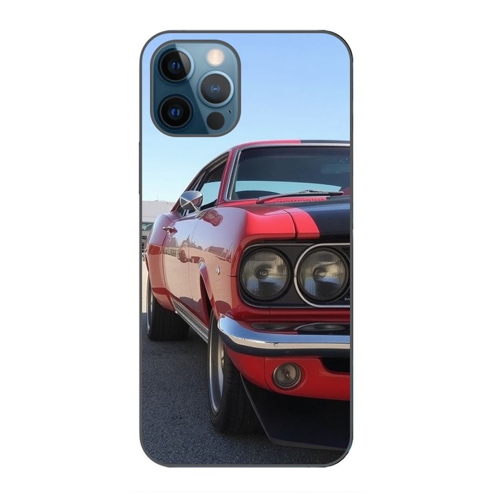 Husa compatibila cu Apple iPhone 12 Pro Max Silicon Gel Tpu Model Red Muscle Car