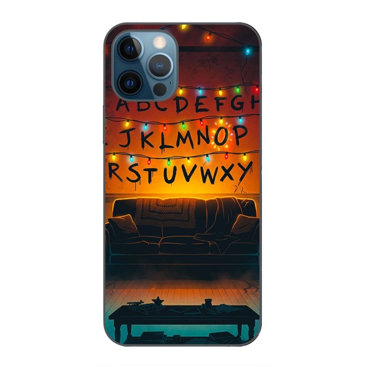 Husa compatibila cu Apple iPhone 12 Pro Max Silicon Gel Tpu Model Stranger Things Alphabet Fairy Lights