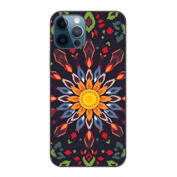 Husa compatibila cu Apple iPhone 12 Pro Max Silicon Gel Tpu Model Pixel Art Sun Mistery