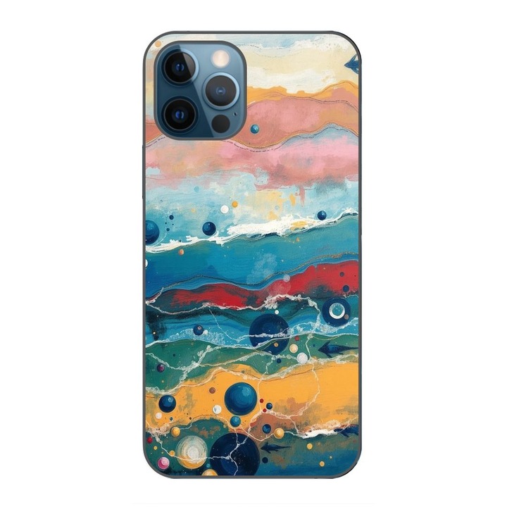 Husa compatibila cu Apple iPhone 12 Pro Max Silicon Gel Tpu Model Painted Waterworld