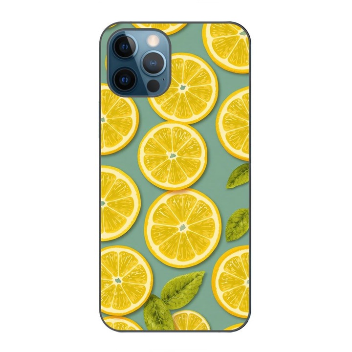 Husa compatibila cu Apple iPhone 12 Pro Max Silicon Gel Tpu Model Summer Lemon Slices