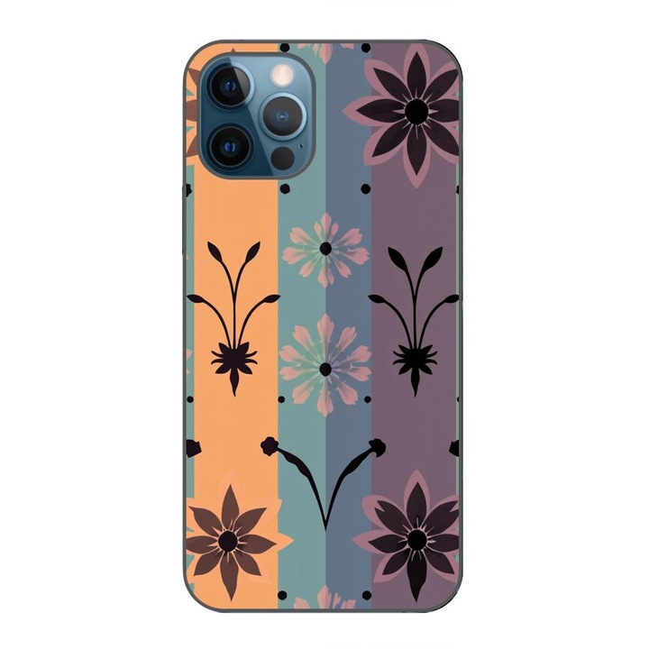 Husa compatibila cu Apple iPhone 12 Pro Max Silicon Gel Tpu Model Vintage Decal Flower