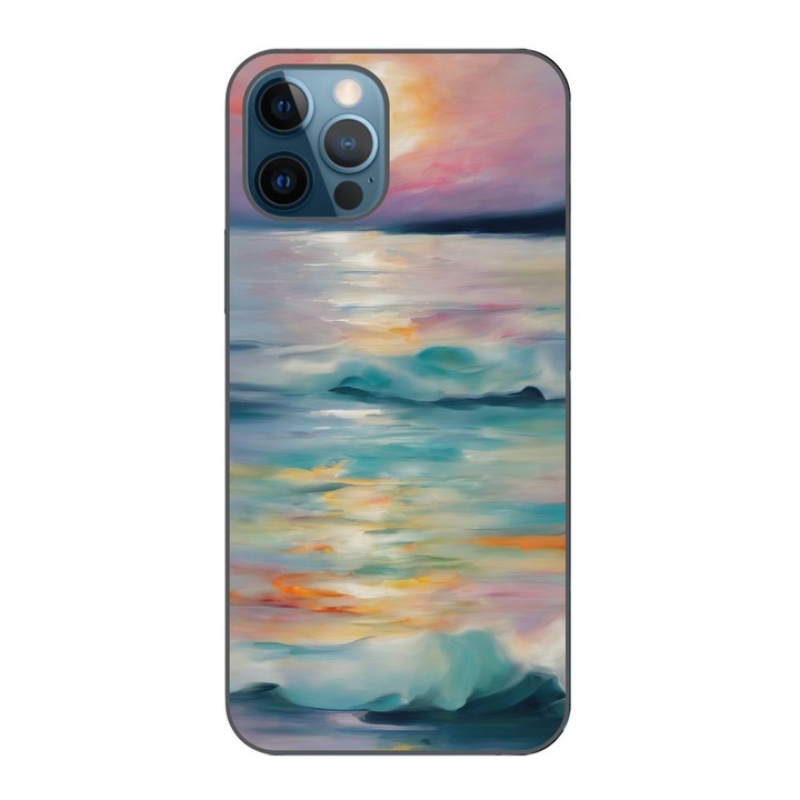 Husa compatibila cu Apple iPhone 12 Pro Max Silicon Gel Tpu Model Watercolor Sea View