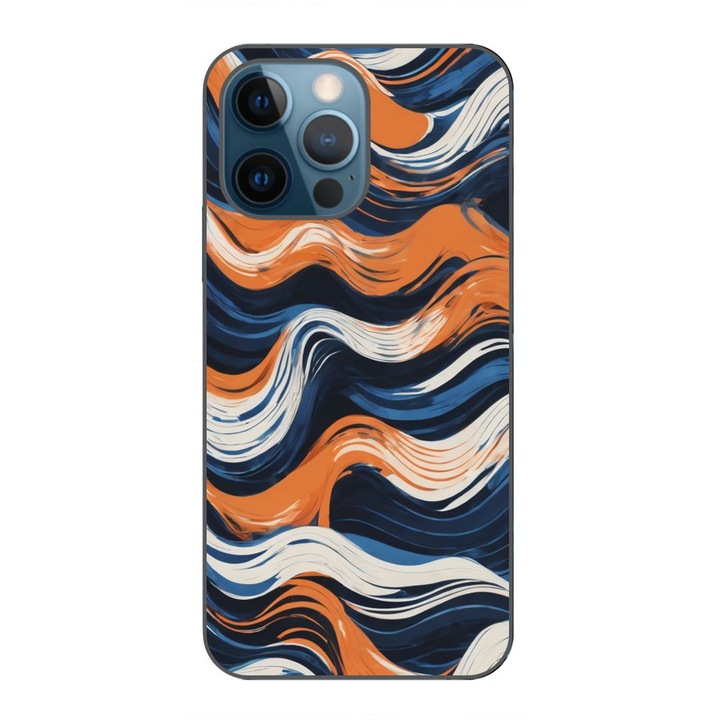Husa compatibila cu Apple iPhone 12 Pro Silicon Gel Tpu Model Abstract Crazy Orange Waves