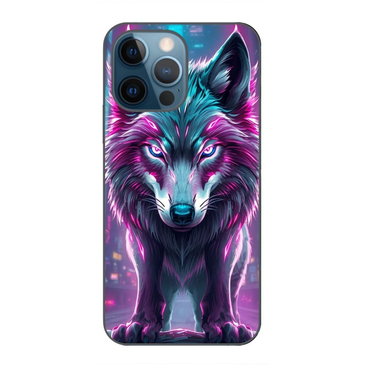 Husa compatibila cu Apple iPhone 12 Pro Silicon Gel Tpu Model Cyberpunk Wolf
