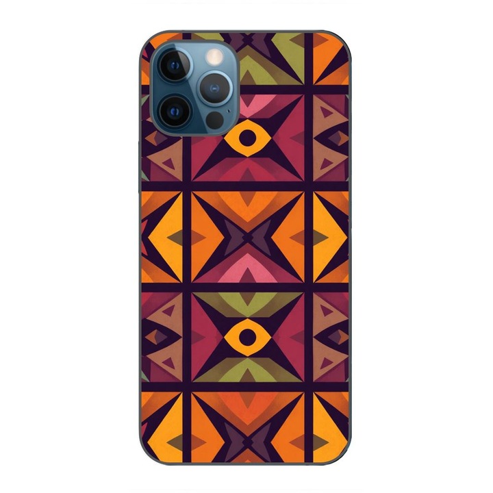 Husa compatibila cu Apple iPhone 12 Pro Max Silicon Gel Tpu Model Tribal Retro Shapes