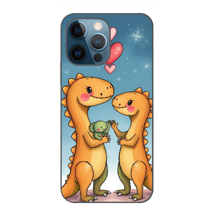 Husa compatibila cu Apple iPhone 12 Pro Silicon Gel Tpu Model Dino Cute Family