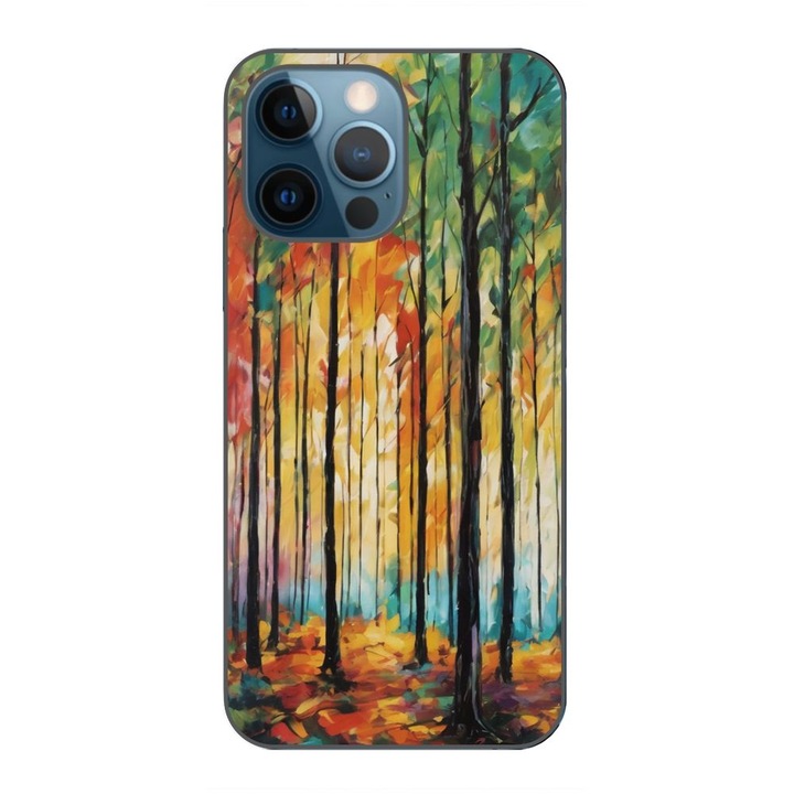 Husa compatibila cu Apple iPhone 12 Pro Silicon Gel Tpu Model Colored Forest Art